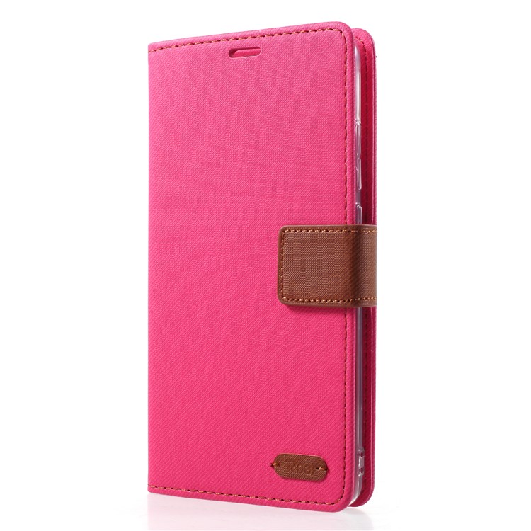 ROAR Twill Leather Wallet Stand Cover for Xiaomi Redmi Note 5 (12MP Rear Camera) / Redmi 5 Plus (China) - Rose-3