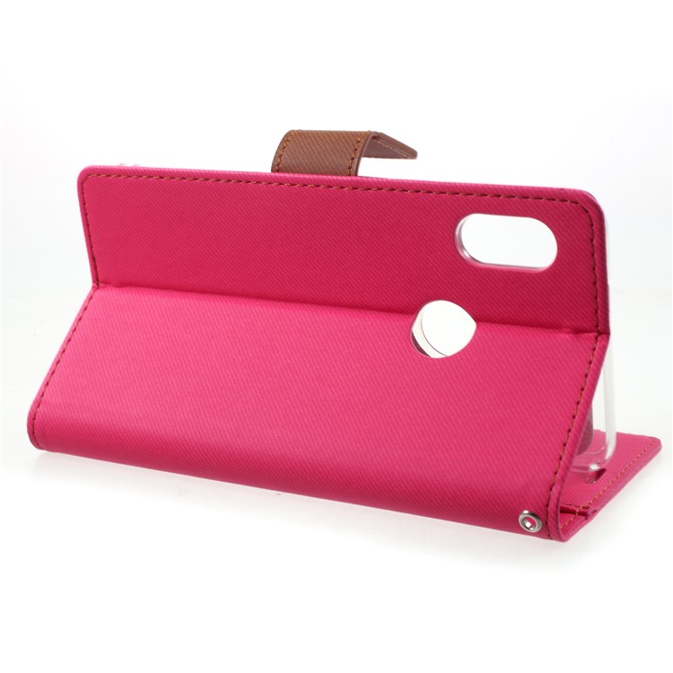 ROAR Twill Leather Wallet Stand Cover for Xiaomi Redmi Note 5 (12MP Rear Camera) / Redmi 5 Plus (China) - Rose-4