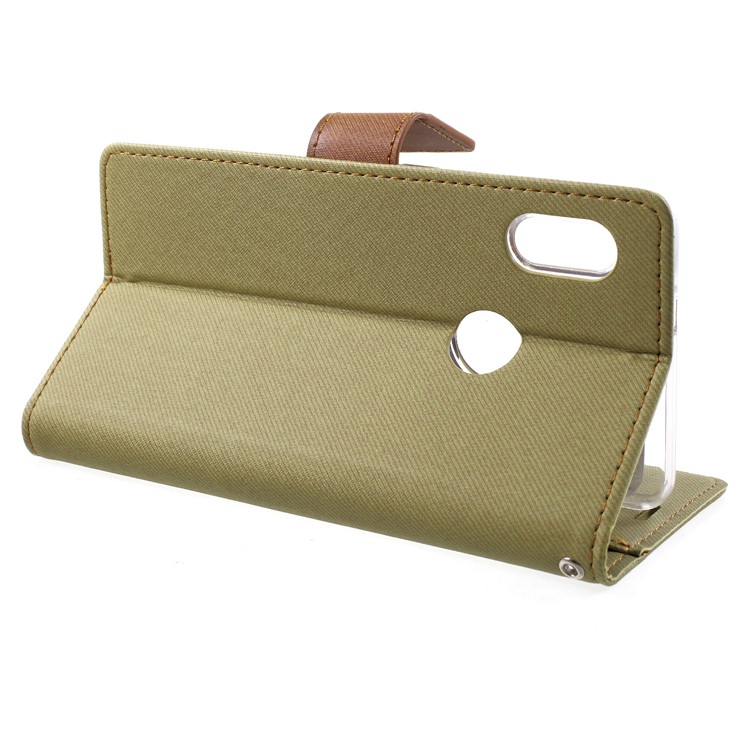 ROAR Twill Leather Wallet Stand Shell for Xiaomi Redmi Note 5 (12MP Rear Camera) / Redmi 5 Plus (China) - Khaki-4