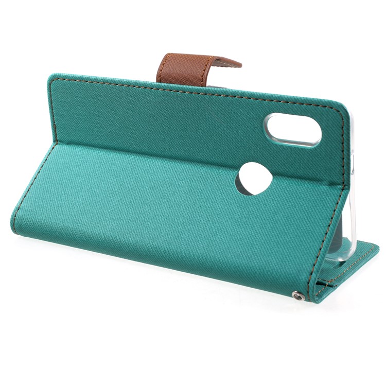 ROAR Twill Leather Wallet Stand Casing for Xiaomi Redmi Note 5 (12MP Rear Camera) / Redmi 5 Plus (China) - Green-4