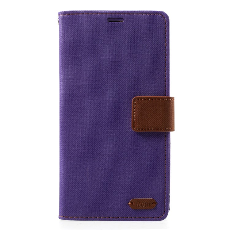 ROAR Twill Leather Wallet Stand Mobile Phone Case for Xiaomi Redmi Note 5 (12MP Rear Camera) / Redmi 5 Plus (China) - Purple-1