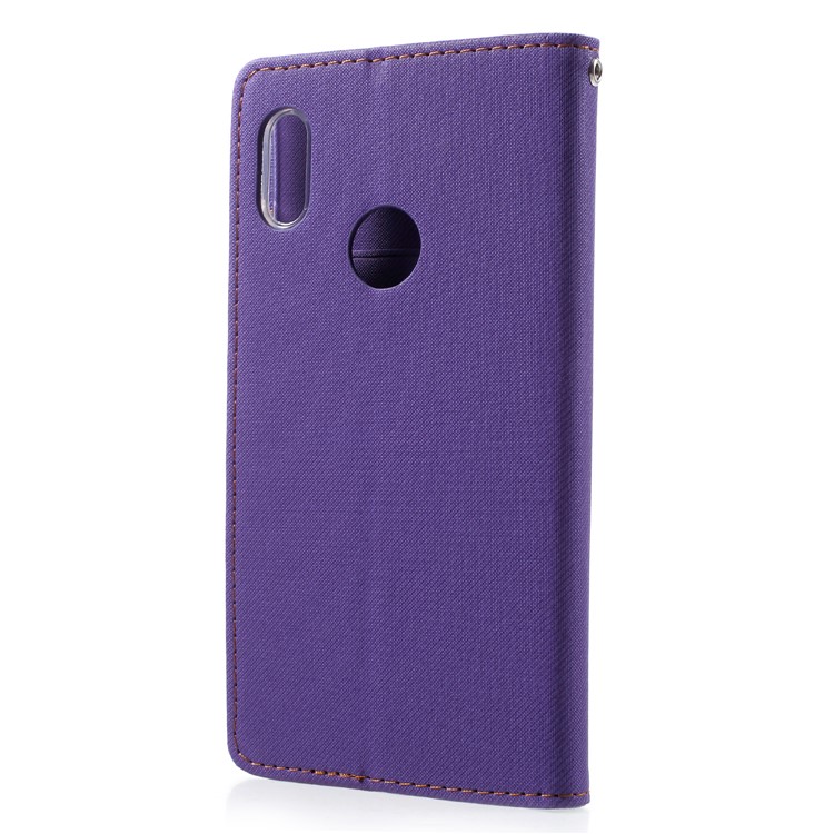 ROAR Twill Leather Wallet Stand Mobile Phone Case for Xiaomi Redmi Note 5 (12MP Rear Camera) / Redmi 5 Plus (China) - Purple-2