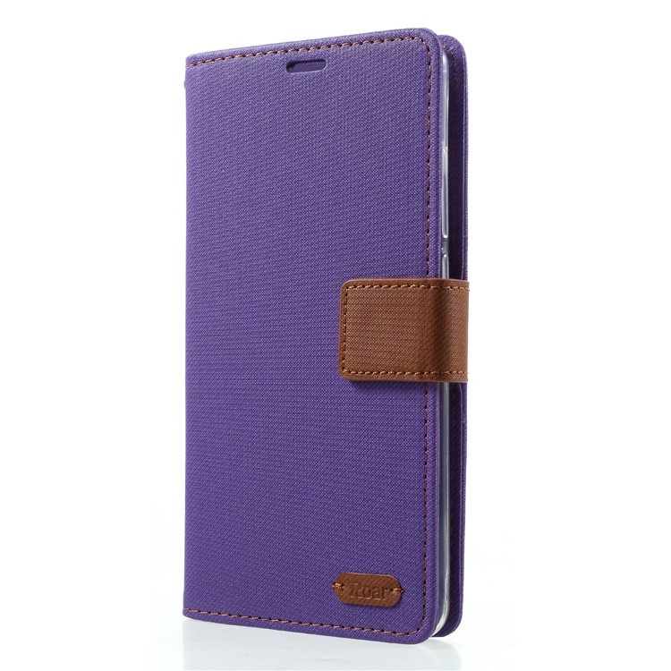 ROAR Twill Leather Wallet Stand Mobile Phone Case for Xiaomi Redmi Note 5 (12MP Rear Camera) / Redmi 5 Plus (China) - Purple-3