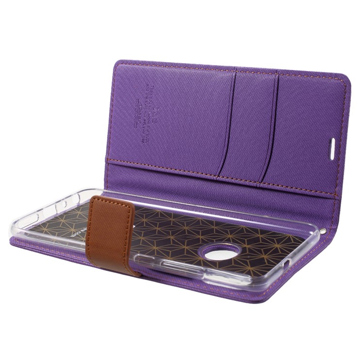 ROAR Twill Leather Wallet Stand Mobile Phone Case for Xiaomi Redmi Note 5 (12MP Rear Camera) / Redmi 5 Plus (China) - Purple-5