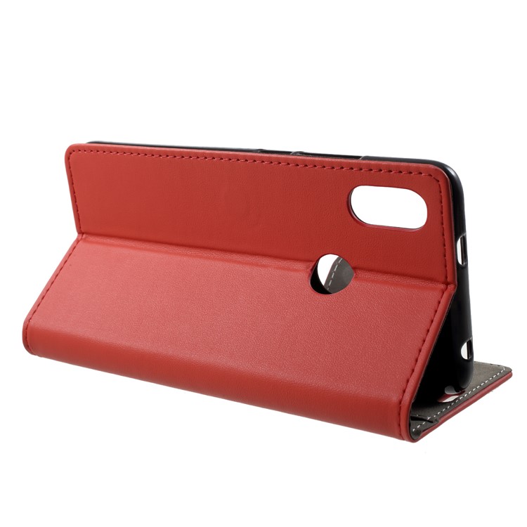 Folio PU Leather Wallet Stand Case with Card Holders for Xiaomi Redmi S2 - Red-4