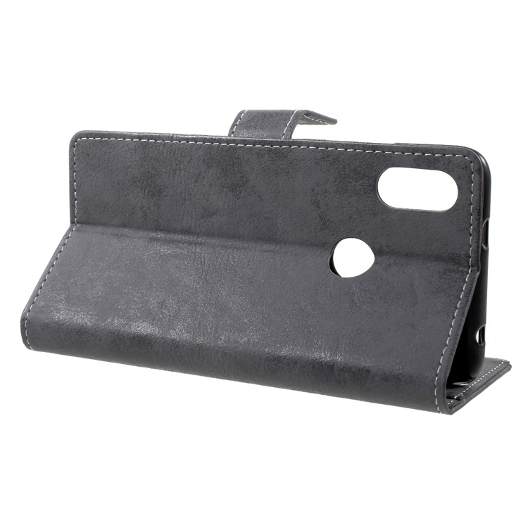Vintage Style Leather Stand Wallet Casing Accessory for Xiaomi Redmi S2 - Grey-4