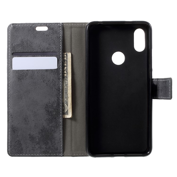 Vintage Style Leather Stand Wallet Casing Accessory for Xiaomi Redmi S2 - Grey-5