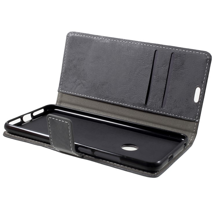 Vintage Style Leather Stand Wallet Casing Accessory for Xiaomi Redmi S2 - Grey-6