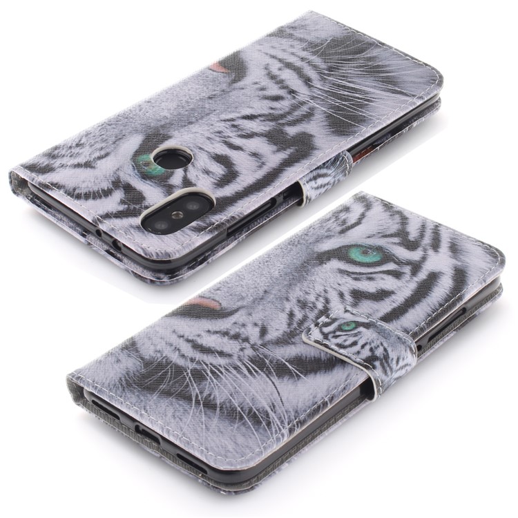 Pattern Printing Wallet Leather Case with Stand for Xiaomi Mi A2 / Mi 6X - Tiger-4