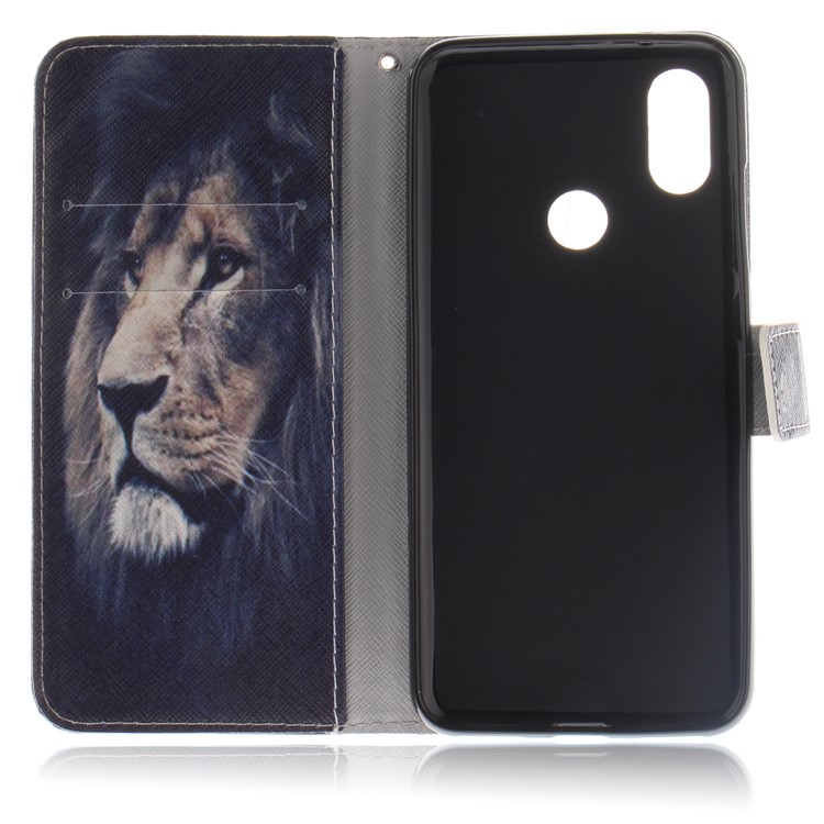 Pattern Printing Wallet Leather Cover Shell with Stand for Xiaomi Mi A2 / Mi 6X - Lion-8