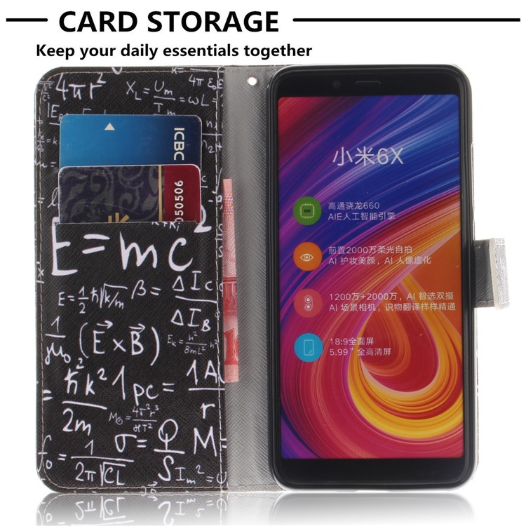 Pattern Printing Wallet Stand Leather Mobile Casing for Xiaomi Mi A2 / Mi 6X - Formula-7