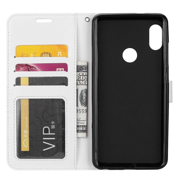 Crazy Horse Texture Wallet Stand Leather Phone Cover for Xiaomi Mi 8 (6.21-inch) - White-4