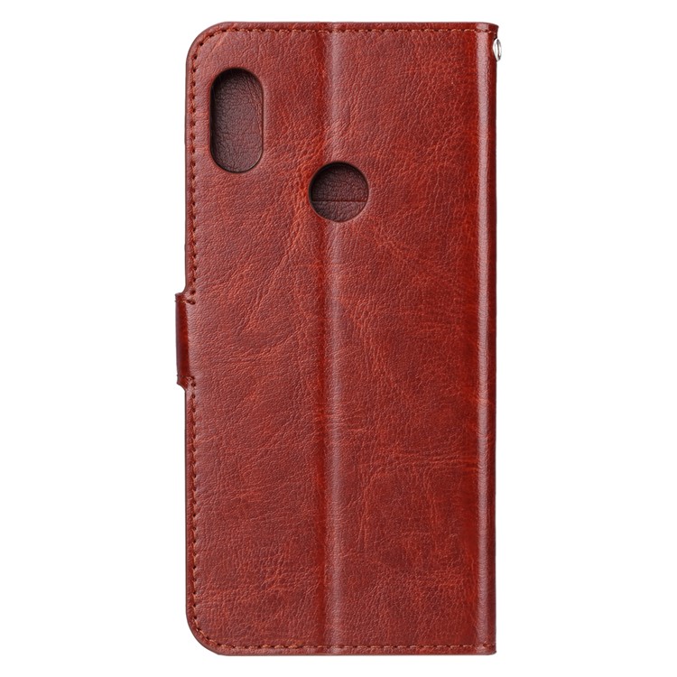 Crazy Horse Texture Wallet Stand Leather Phone Cover Casing for Xiaomi Mi 8 (6.21-inch) - Brown-3