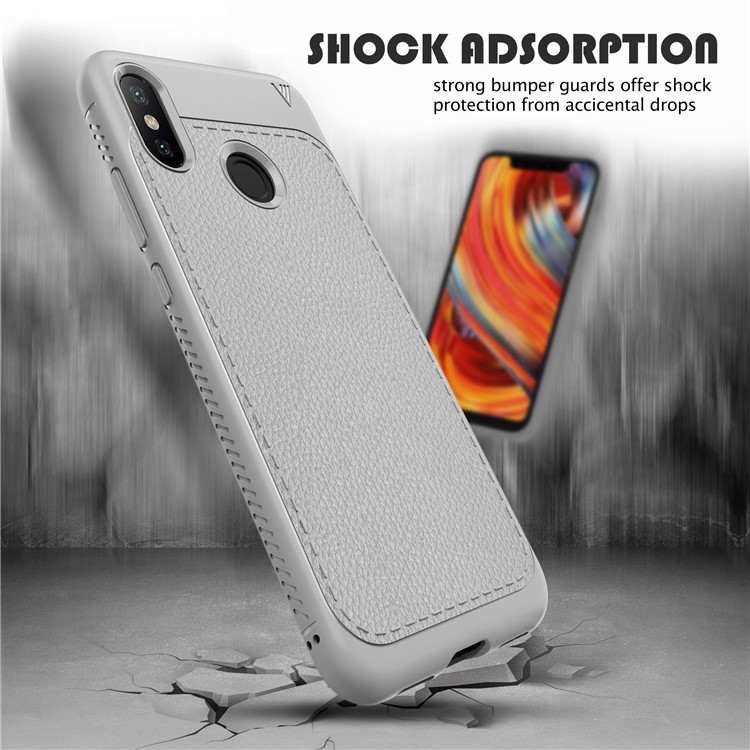 IVSO Gentry Series Litchi Texture Leather Coated TPU Cover for Xiaomi Mi 8 (6.21-inch) - Grey-3