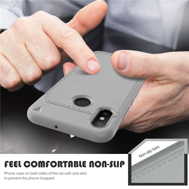IVSO Gentry Series Litchi Texture Leather Coated TPU Cover for Xiaomi Mi 8 (6.21-inch) - Grey-6