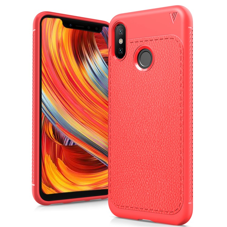 IVSO Gentry Series Litchi Texture Leather Coated TPU Shell for Xiaomi Mi 8 (6.21-inch) - Red-1