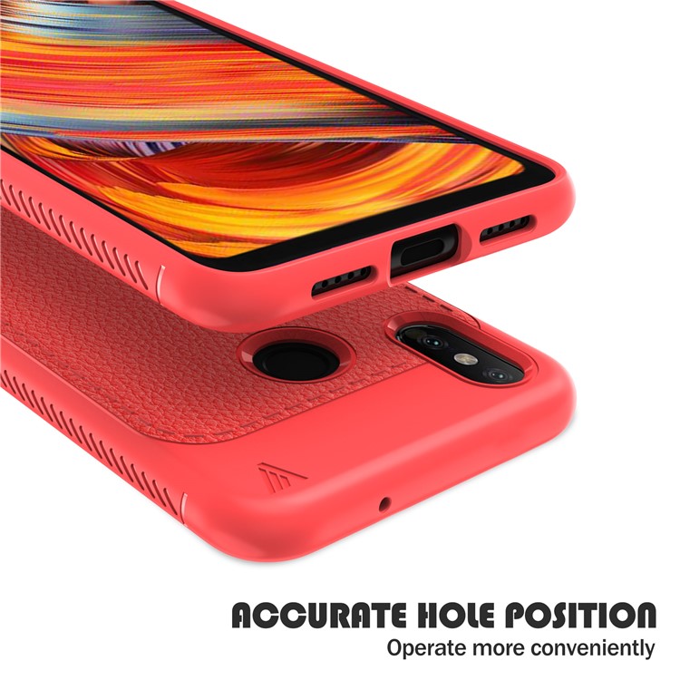 IVSO Gentry Series Litchi Texture Leather Coated TPU Shell for Xiaomi Mi 8 (6.21-inch) - Red-4