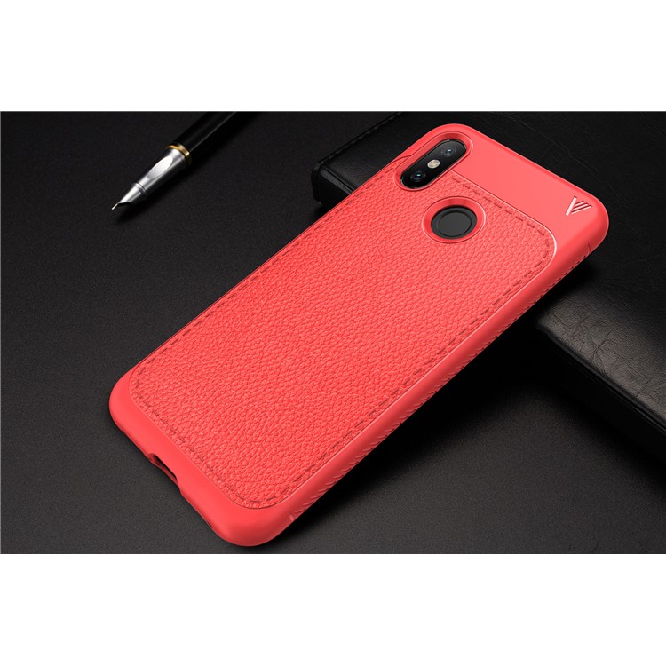 IVSO Gentry Series Litchi Texture Leather Coated TPU Shell for Xiaomi Mi 8 (6.21-inch) - Red-7