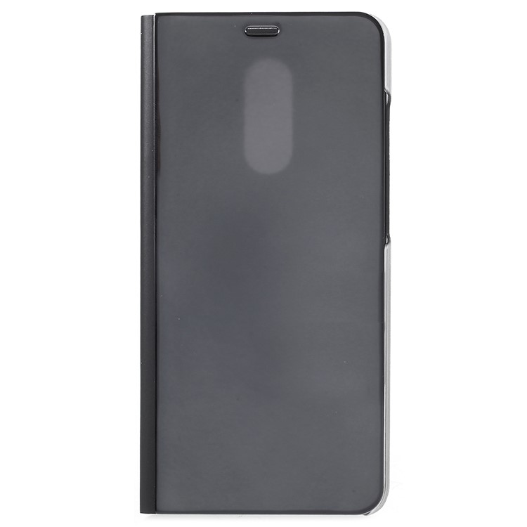 View Window Plated Mirror Surface Leather Phone Case with Stand for Xiaomi Redmi 5 - Black-1