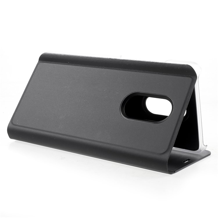 View Window Plated Mirror Surface Leather Phone Case with Stand for Xiaomi Redmi 5 - Black-5