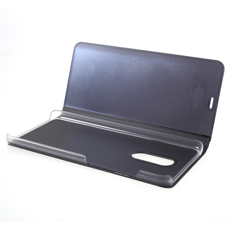 View Window Plated Mirror Surface Leather Phone Case with Stand for Xiaomi Redmi 5 - Black-8