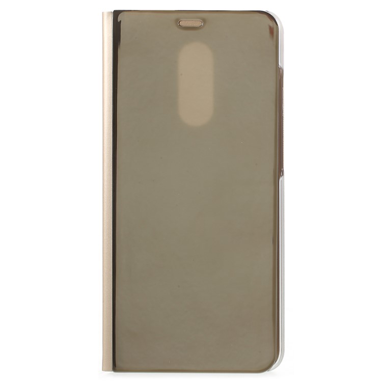 View Window Plated Mirror Surface Leather Phone Accessory Cover with Stand for Xiaomi Redmi 5 - Gold-1