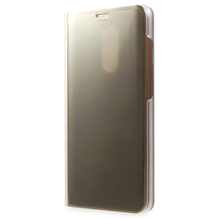 View Window Plated Mirror Surface Leather Phone Accessory Cover with Stand for Xiaomi Redmi 5 - Gold-2