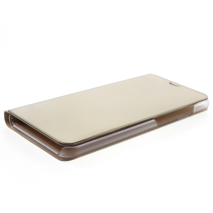 View Window Plated Mirror Surface Leather Phone Accessory Cover with Stand for Xiaomi Redmi 5 - Gold-4