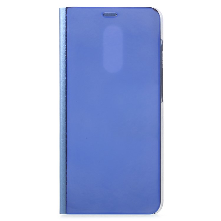 View Window Plated Mirror Surface Leather Phone Accessory Shell with Stand for Xiaomi Redmi 5 - Blue-1