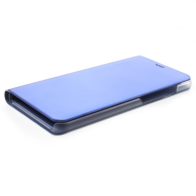 View Window Plated Mirror Surface Leather Phone Accessory Shell with Stand for Xiaomi Redmi 5 - Blue-4