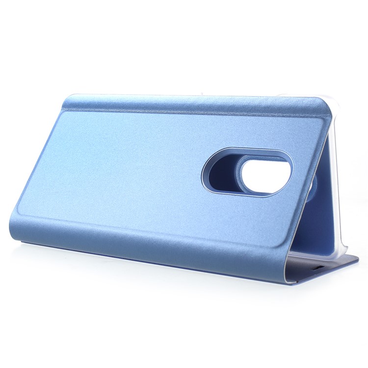 View Window Plated Mirror Surface Leather Phone Accessory Shell with Stand for Xiaomi Redmi 5 - Blue-5