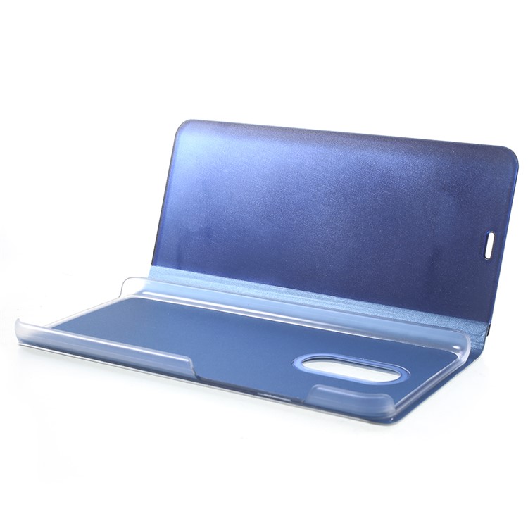 View Window Plated Mirror Surface Leather Phone Accessory Shell with Stand for Xiaomi Redmi 5 - Blue-6