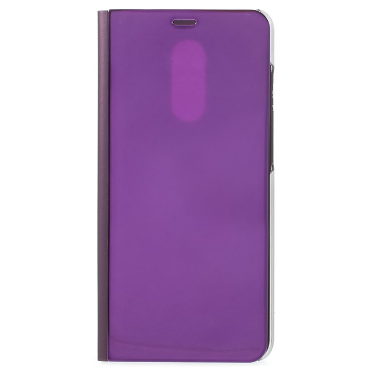 View Window Plated Mirror Surface Leather Phone Case Accessory with Stand for Xiaomi Redmi 5 - Purple-1