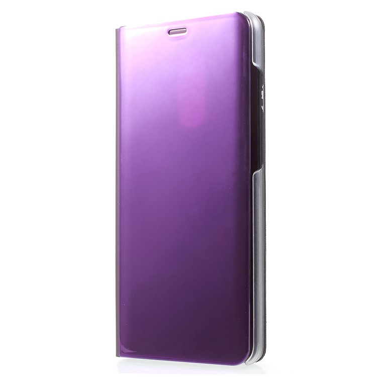 View Window Plated Mirror Surface Leather Phone Case Accessory with Stand for Xiaomi Redmi 5 - Purple-2