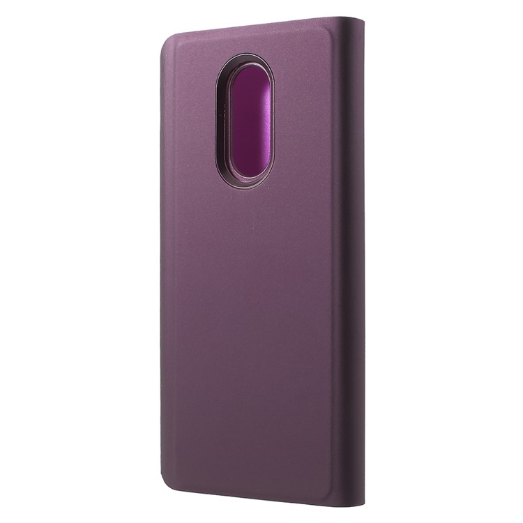 View Window Plated Mirror Surface Leather Phone Case Accessory with Stand for Xiaomi Redmi 5 - Purple-3
