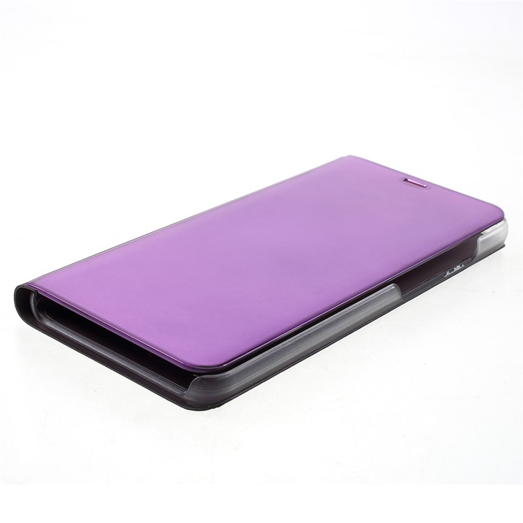 View Window Plated Mirror Surface Leather Phone Case Accessory with Stand for Xiaomi Redmi 5 - Purple-4