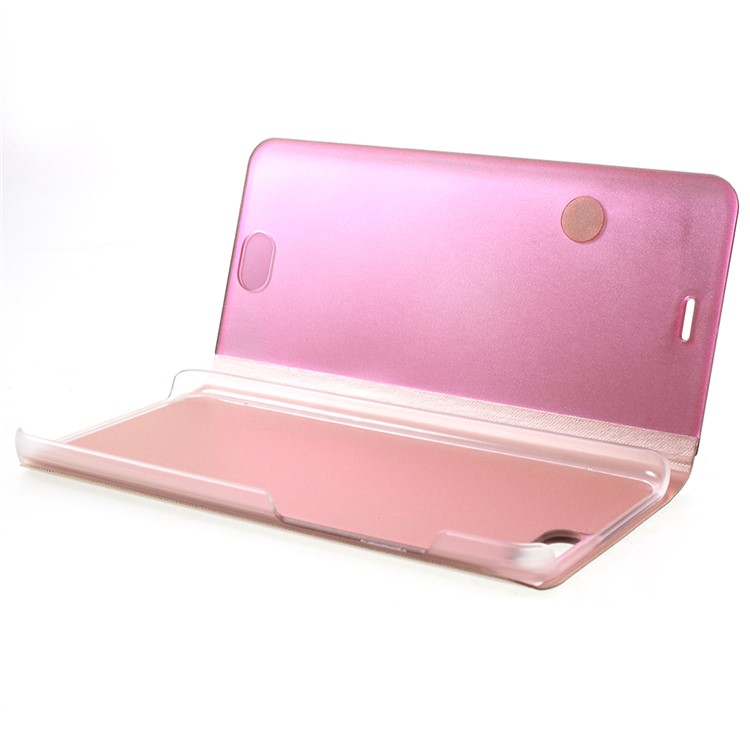 View Window Plated Mirror Surface Leather Phone Cover with Stand for Xiaomi Mi Note 3 - Rose Gold-8