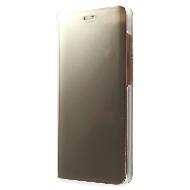 View Window Plated Mirror Surface Leather Phone Shell with Stand for Xiaomi Mi Note 3 - Gold-2