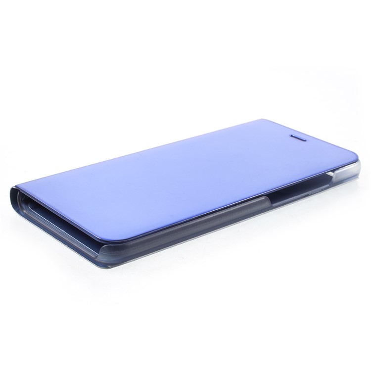 View Window Plated Mirror Surface Leather Phone Case Cover with Stand for Xiaomi Mi Note 3 - Blue-4