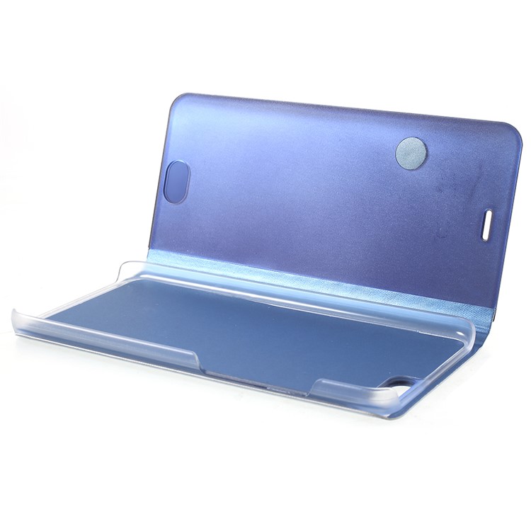 View Window Plated Mirror Surface Leather Phone Case Cover with Stand for Xiaomi Mi Note 3 - Blue-6