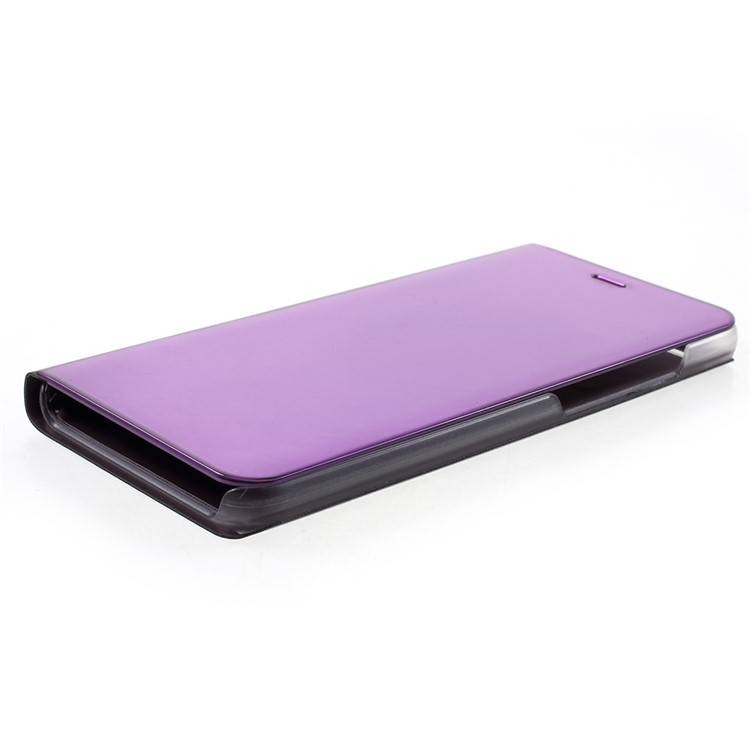 View Window Plated Mirror Surface Leather Accessory Cover with Stand for Xiaomi Mi Note 3 - Light Purple-4