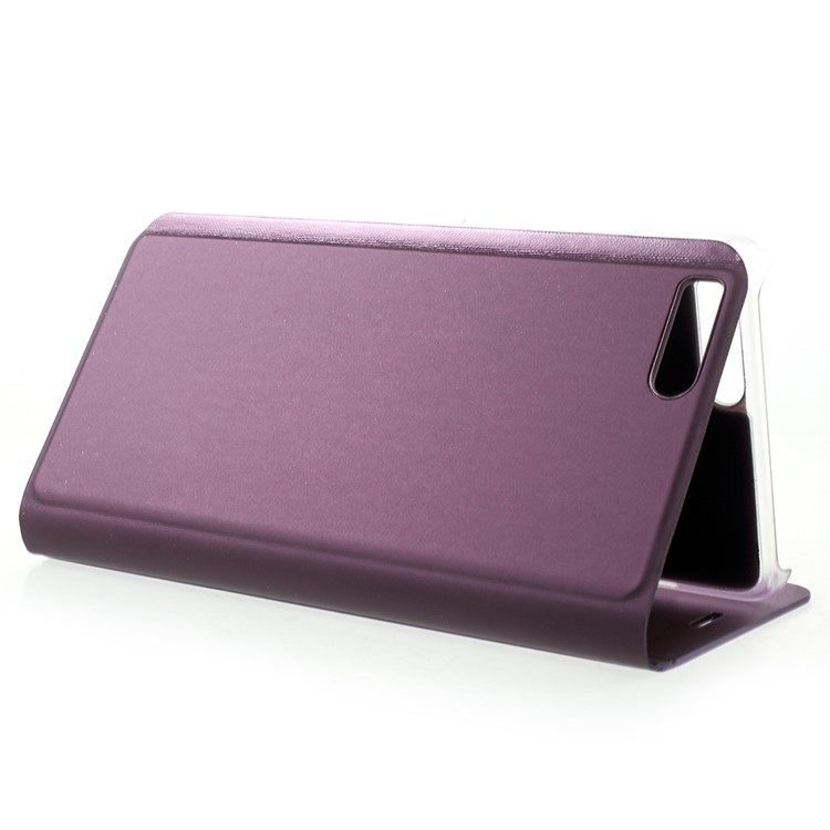View Window Plated Mirror Surface Leather Accessory Cover with Stand for Xiaomi Mi Note 3 - Light Purple-5