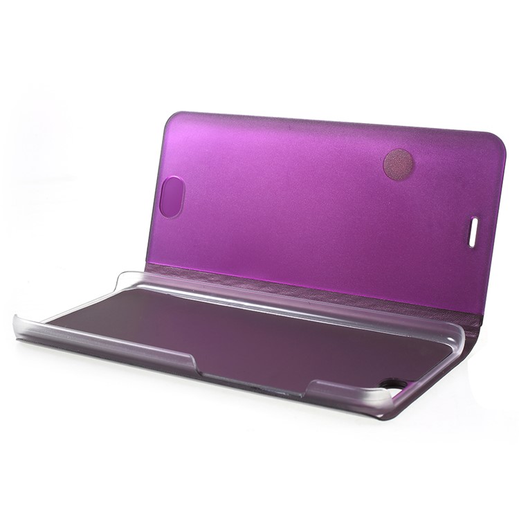 View Window Plated Mirror Surface Leather Accessory Cover with Stand for Xiaomi Mi Note 3 - Light Purple-6