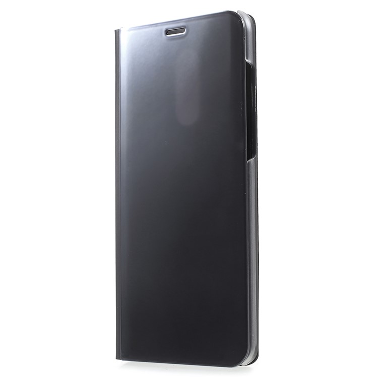 View Window Plated Mirror Surface Leather Phone Case with Stand for Xiaomi Redmi Note 5 (12MP Rear Camera) / Redmi 5 Plus (China) - Black-2