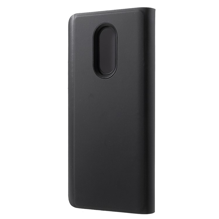 View Window Plated Mirror Surface Leather Phone Case with Stand for Xiaomi Redmi Note 5 (12MP Rear Camera) / Redmi 5 Plus (China) - Black-3