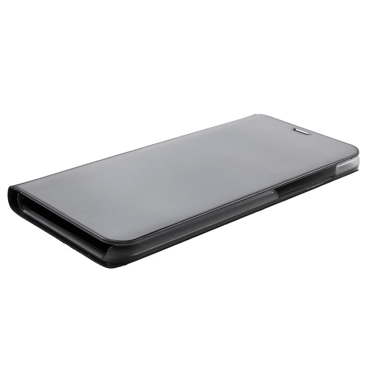 View Window Plated Mirror Surface Leather Phone Case with Stand for Xiaomi Redmi Note 5 (12MP Rear Camera) / Redmi 5 Plus (China) - Black-4