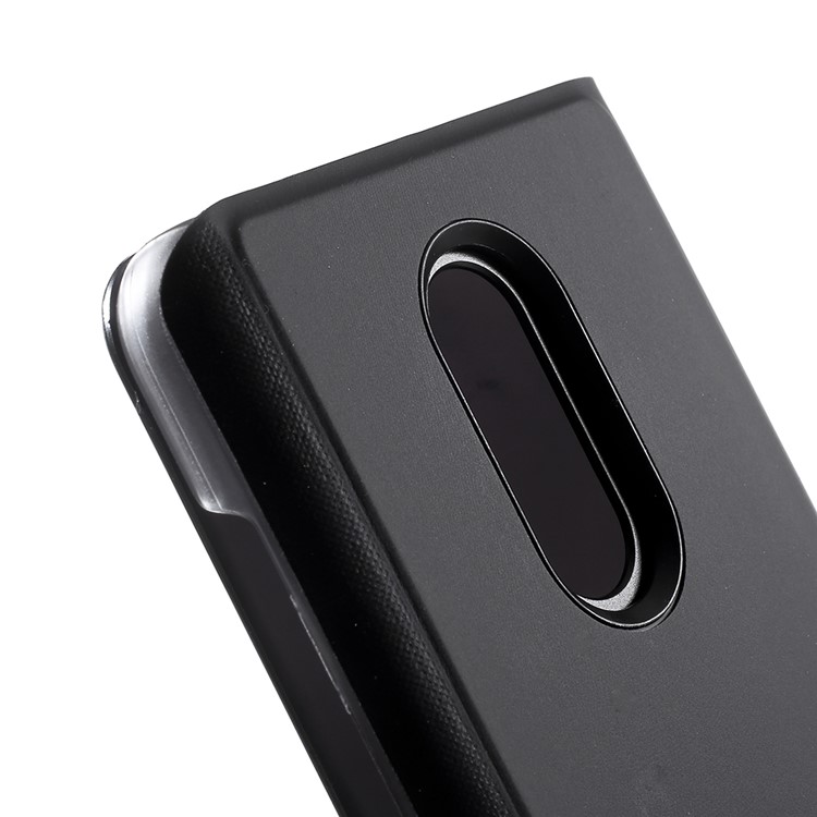 View Window Plated Mirror Surface Leather Phone Case with Stand for Xiaomi Redmi Note 5 (12MP Rear Camera) / Redmi 5 Plus (China) - Black-6