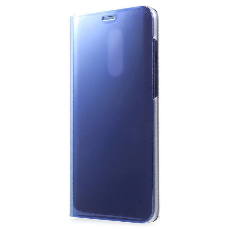 View Window Plated Mirror Surface Leather Phone Accessory Case with Stand for Xiaomi Redmi Note 5 (12MP Rear Camera) / Redmi 5 Plus (China) - Blue-2