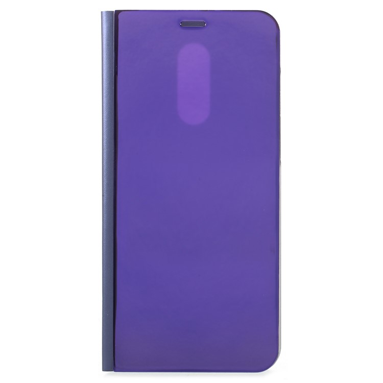 View Window Plated Mirror Surface Leather Phone Cover Accessory with Stand for Xiaomi Redmi Note 5 (12MP Rear Camera) / Redmi 5 Plus (China) - Dark Purple-1