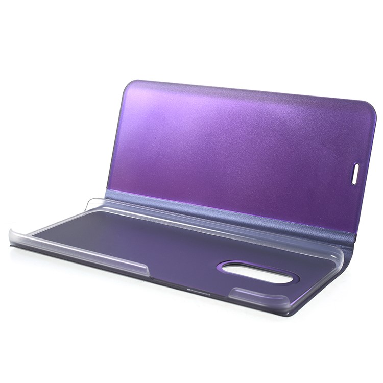 View Window Plated Mirror Surface Leather Phone Cover Accessory with Stand for Xiaomi Redmi Note 5 (12MP Rear Camera) / Redmi 5 Plus (China) - Dark Purple-6